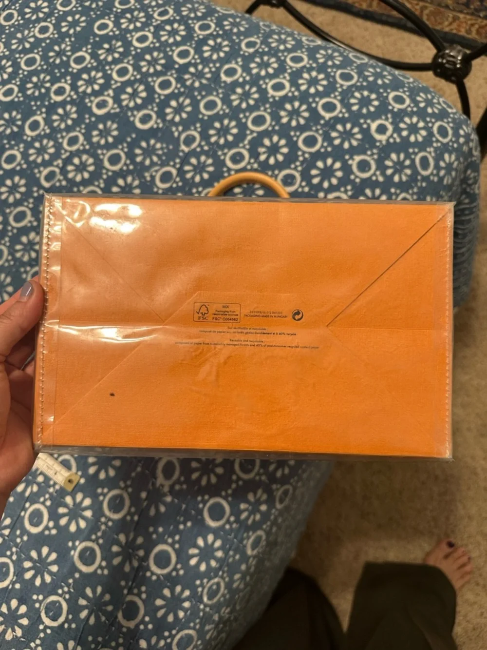 Upcycled Louis Vuitton Orange Shopping Bag Made into a Tote with Tan Handles - Picture 11 of 11